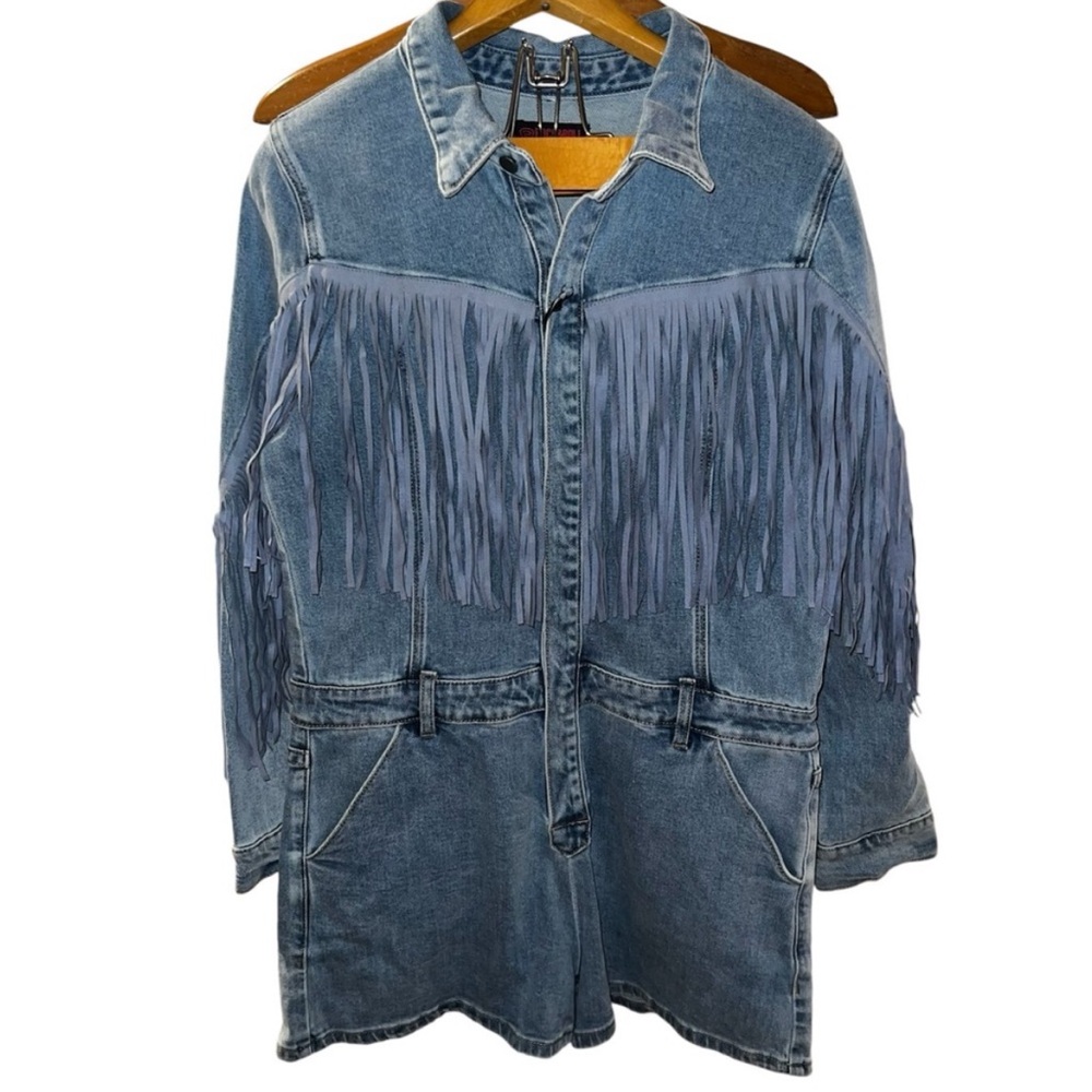 Rock & Roll Fringe Denim Jumpsuit